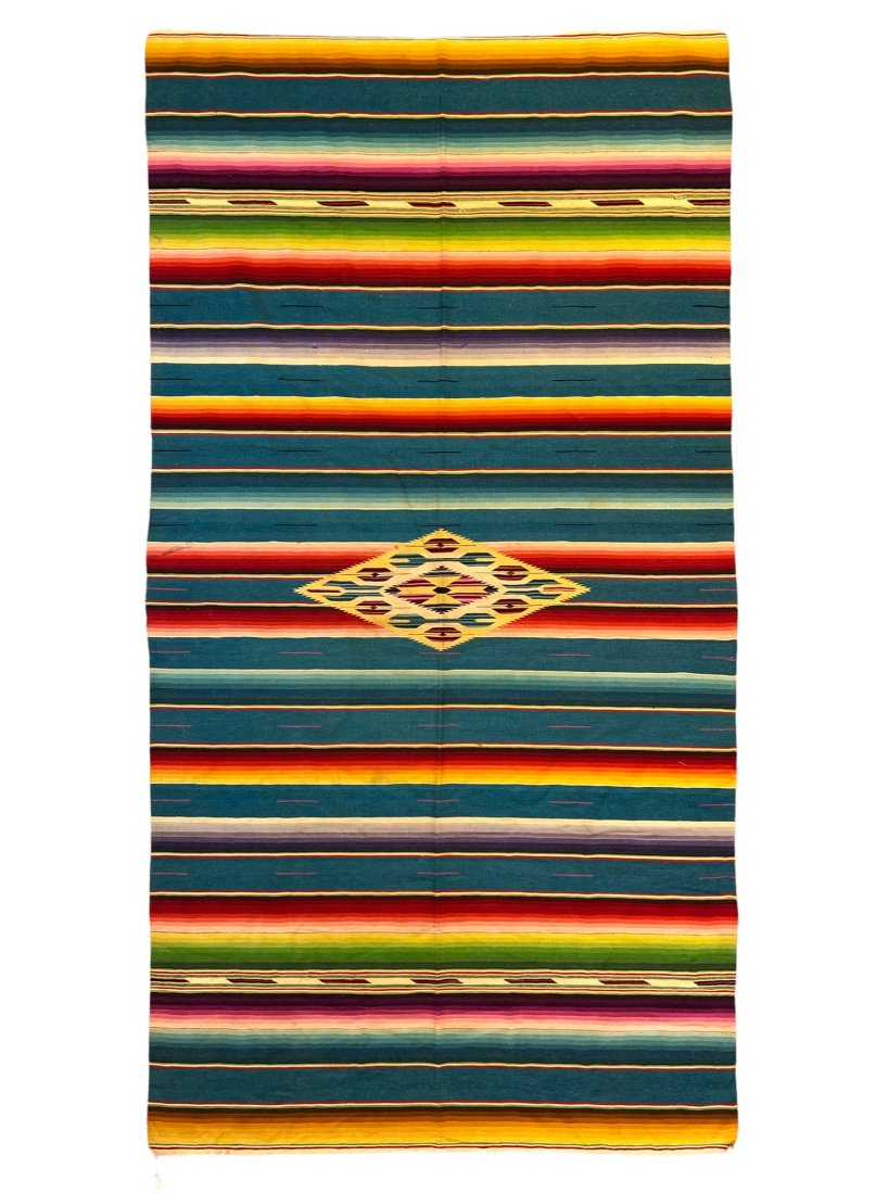 A Very Fine and Rare Antique Silk and Wool Saltillo Sarapes Circa 1920 In One Panel (1 of 6)
