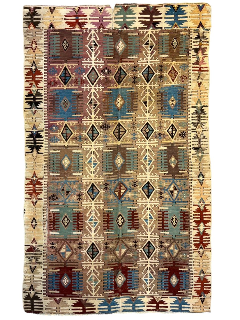 Antique Reyhanli Turkish Kilim, Late 19th Century: Antique Reyhanli Turkish Kilim. (Late 19th Century). Size: 250 cms x 150 cms ( 98 ins x 59 ins )