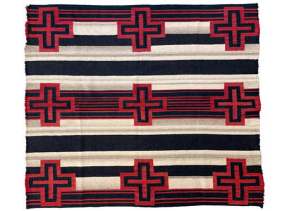 Antique Mexican or Navajo Third Phase Chiefs Blanket Design Late 19th Century