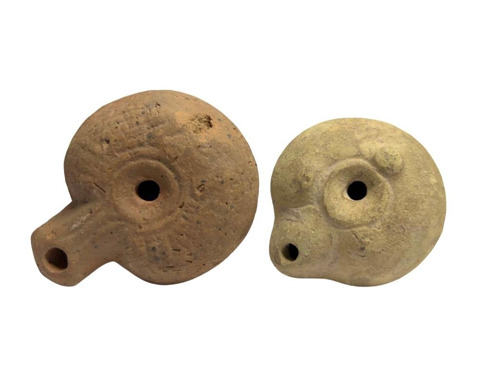 2 Ancient Egyptian Terracotta 'FROG' oil Lamp. (1 of 3)