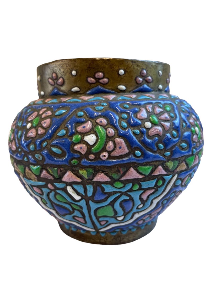 Antique Decorative Damascene Syrian Enamel bowl Late 19th Century (1 of 5)