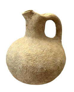 Ancient Roman Trefoil Pottery Jug.: Ancient Roman Trefoil Pottery Jug, Circa 1st to 3rd century AD with strap handle and trefoil spout. nice patina. Size: 13 cm x 10 cm Ex private NY collection