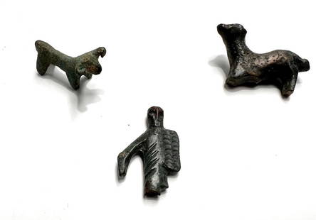 Group of 3 ancient Roman Bronze artifacts: Group of 3 ancient Roman Bronze artifacts, 100AD-300AD , size : 3-4 cm approximately. Ex NJ private collection