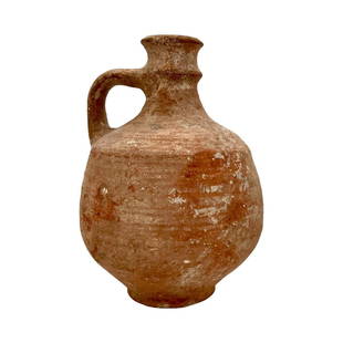 Ancient Holy Land Pottery Jug.: Ancient Holy Land Pottery Jug, Middle East, Holy Land, Judea, ca. 800 BCE. A large ceramic pitcher with full body, short neck and handle - most likely used to store wine or olive oil. Size :18 cm x