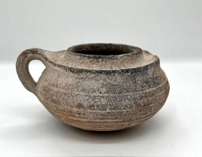 Roman /Holy Land, Vessel: Roman /Holy Land, Vessel, ca. 100 BCE to 300 AD. An elegant utilitarian pottery. Size: 12cm x 5 cm Provenance: Ex NY Collection