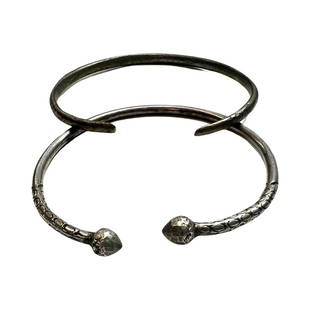 2 Ancient Roman Silver Bracelet: 2 Ancient Roman Silver Bracelet, Circa 100AD - 300 AD, Size: Approximately 6 cm Ex NJ private collection