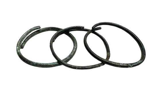 Lot of 3 Ancient Roman Bronze Bracelets: Large3 Ancient Roman Bronze Bracelets, circa 100AD-300AD Size:8 cm diameter .