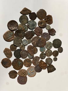 Lot of 50 Ancient Byzantine Bronze Coins.: Lot of 50 Ancient Byzantine Bronze Coins.