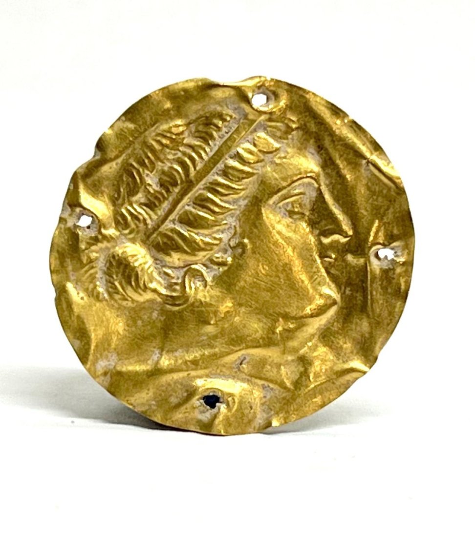 Roman gold applique with female face (1 of 2)