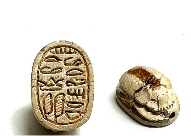 A beautifully carved Egyptian steatite scarab. (1 of 1)