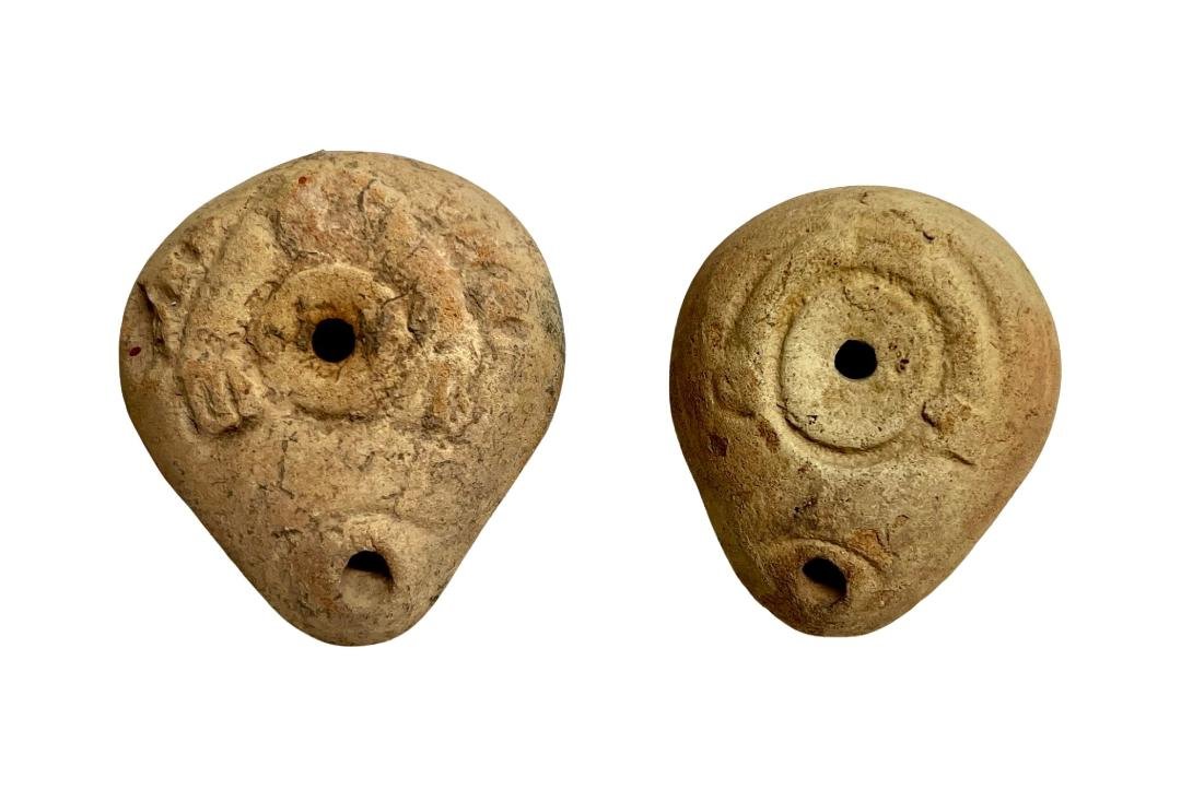 2 Ancient Egyptian Terracotta 'FROG' oil Lamp. (1 of 3)