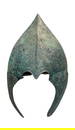 A Greek  Chalcidian bronze helmet.