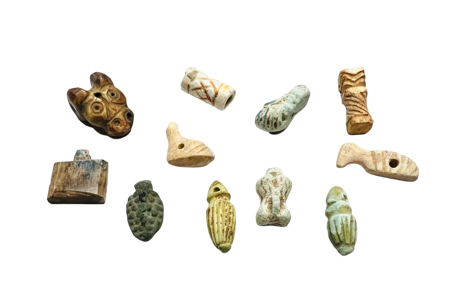 Lot of 11 Egyptian faience Amulets. (1 of 2)