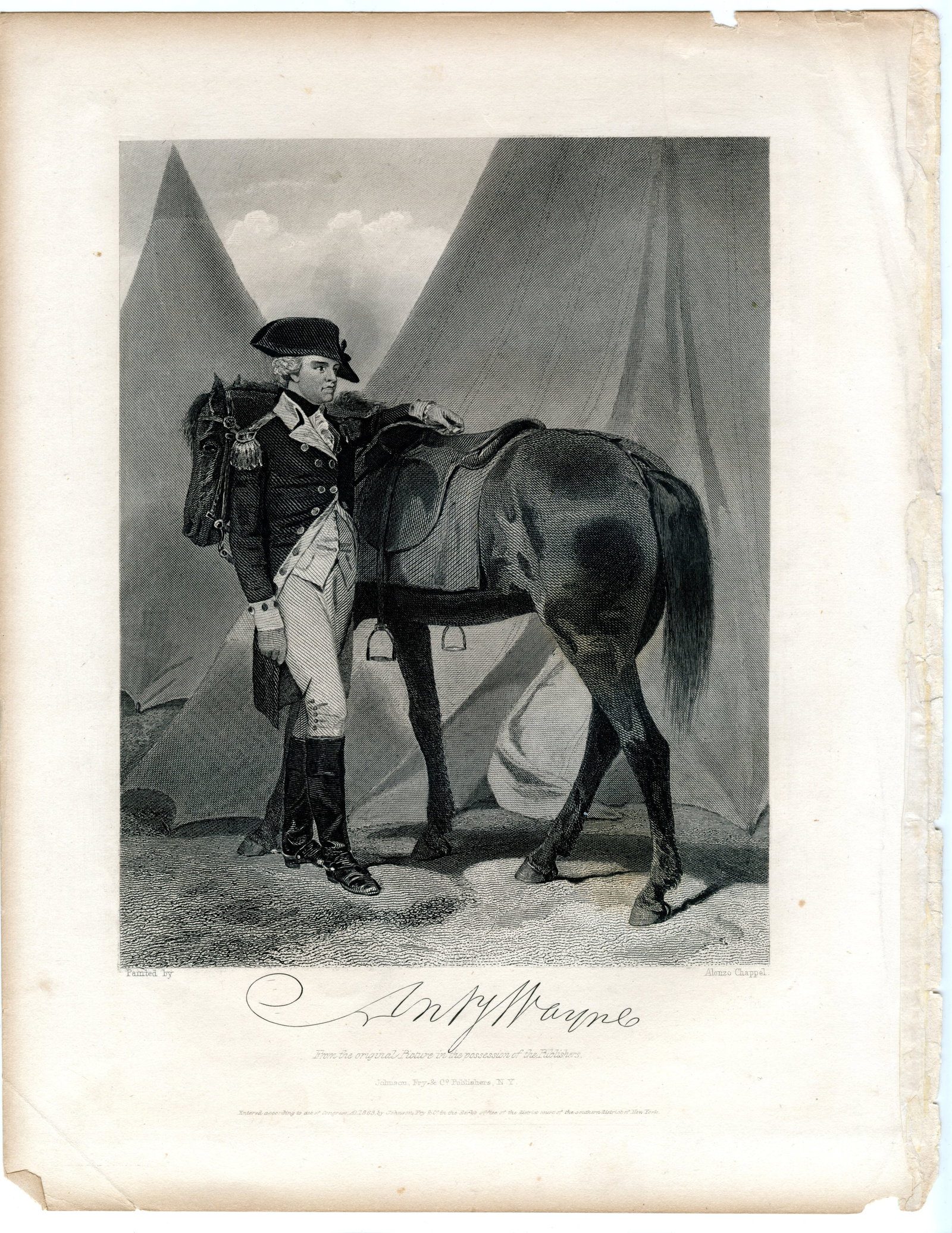 Antique 1863 Engraving Of American General Anthony Wayne, After A Painting By Alonzo Chappel (1 of 7)