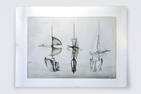 Italian Futurism Artwork By Carlo MO, Hand Signed Etching, Project Of Modernist Sculpture