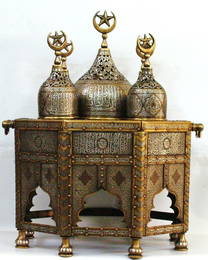 Islamic Syrian Silver Inlaid Incense Burner.