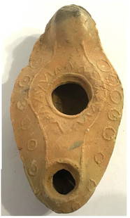 Ancient Roman clay oil lamp 100 AD.: Roman clay oil lamp, 100 AD-300 AD , nice decoration and patina, intact .Size : 10cm x 6cm