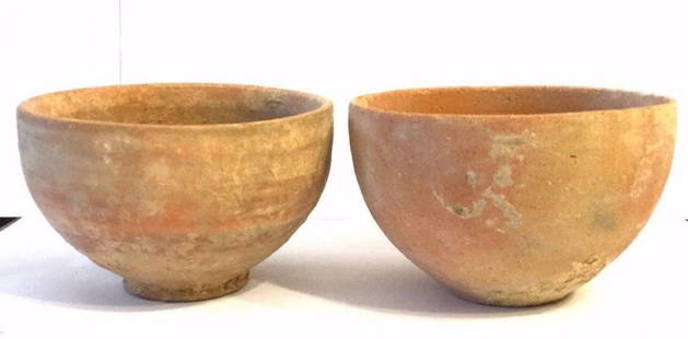 Lot of 2 Ancient Iron clay Bowl: Large Holy land Iron Age Pottery Bowls,Circa : 1200BC 800BC, Intact . Size : 10 cm x 6 cm , 9 cm x 6 cm ,Provenance: NY private collection.