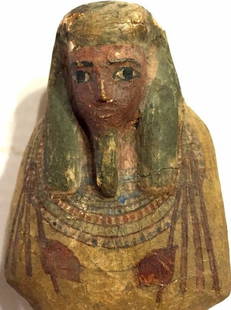 Ancient Egyptian Wood Ushabti.: Ancient Egyptian Wood Ushabti ,Circa : c. 2010-1793 B.C. This is a wooden painted Egyptian mummy with many nice rows of hieroglyphs. Underneath the painted surface is a layer of white and then the woo