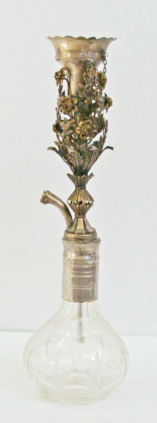 Antique Islamic Ottoman Bohemian Hookah.: Antique Islamic Ottoman Silver and gold plated Hookah, 19th century AD, Size : 41 cm .