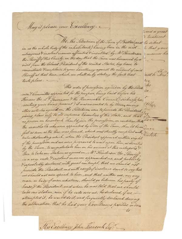 MA SELECTMEN MISTREATED DURING WASHINGTON'S VISIT
