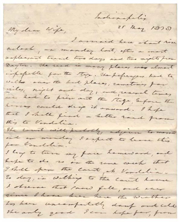 MCLEAN ON A DIFFICULT TRIP: JOHN McLEAN (1785 - 1861). Associate justice of the Supreme Court, Postmaster general. As a politician, McLean was a frequent candidate for the Whig and Republican nominations for President. ALS. 2 pa