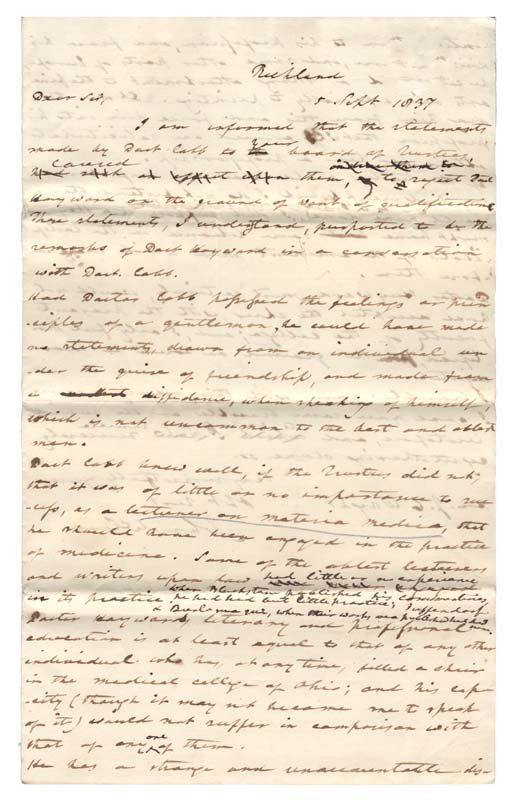 McLEAN'S WRITTEN AND SIGNED: JOHN McLEAN (1785 - 1861). Associate justice of the Supreme Court, Postmaster general. As a politician, McLean was a frequent candidate for the Whig and Republican nominations for President. ALS. 2 pa