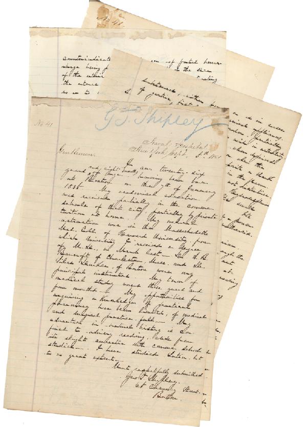 George Thompson Shipley Applies To Be Naval Surgeon: Application submitted to the Examining Board of Naval Surgeons as Assistant Surgeon. 5 pages. Naval Hospital New York. September 5, 1861. Shipley gives answers to 8 questions including "What are the c