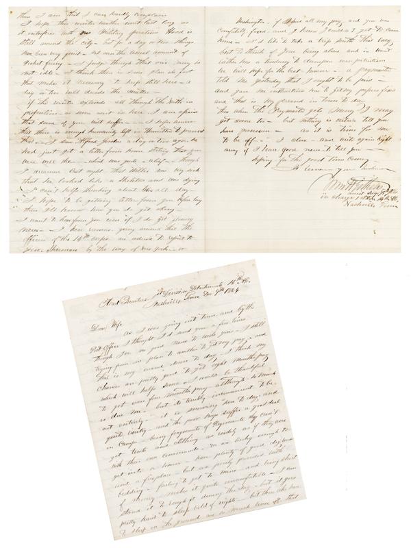 To Think Of You Being Alone And In Want ...": [CIVIL WAR SURGEON LETTER] WILLIAM HARRISON GITHENS (1827-1904) Surgeon in the Union army during the American Civil War. At the outset of the war, Githens enlisted as an Orderly Sergeant in the 16th I
