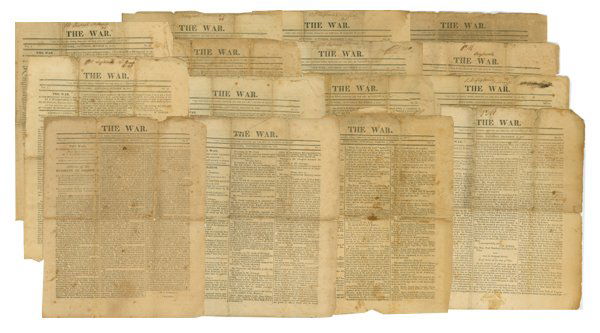 Lot Of War Of 1812 Newspapers -Declaration Of War: [War of 1812]. 1812. New York. Group of 15 scarce newspapers of "THE WAR." Lamazow [American Periodicals] lists this as "the most complete magazine account of the War of 1812." 4pp. Each. Beginning
