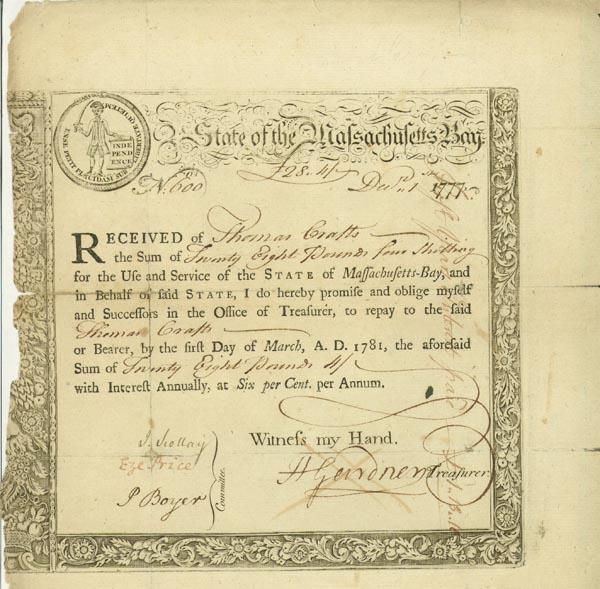 State Of The Massachusetts Bay Bond