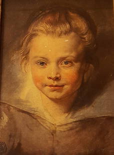 Textured Reproduction RUBEN'S Portrait of a Young Girl: PETER PAUL RUBENS (Flemish 1577-1640) Framed textured reproduction of his daughter Clara. 7.75x11.75in/20x30c 13.25x16.5in/32x48cm framed RUBENS was a proponent of an extravagant