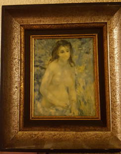 RENOIR'S Study Torso Sunlight Effect-Print/Canvas: PIERRE-AUGUSTE RENOIR (French 1841-1919) Framed print on canvas of Study Torso Sunlight Effect 3.75x4.75in/9.5x12cm 6.7x4.7in/17x19cm framed "The most simple subjects are eternal,"