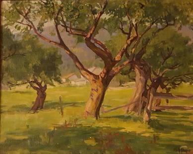 CHAPIN Signed O/C Countryside Landscape: M.H. CHAPIN Signed Oil on Canvas Country Landscape, appears to be early 20th century. 29.3x26.5in/75x60cm 34.25x32.25in/87x82cm framed