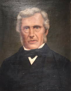 Oil on Canvas Portrait of Man, c. 1860: Oil on Canvas, c. 1860. Do you know this man? Well he remains unnamed and unsigned, yet an excellent example of mid-19th century realist portraiture with its subtle palette of subdued colors. Canvas