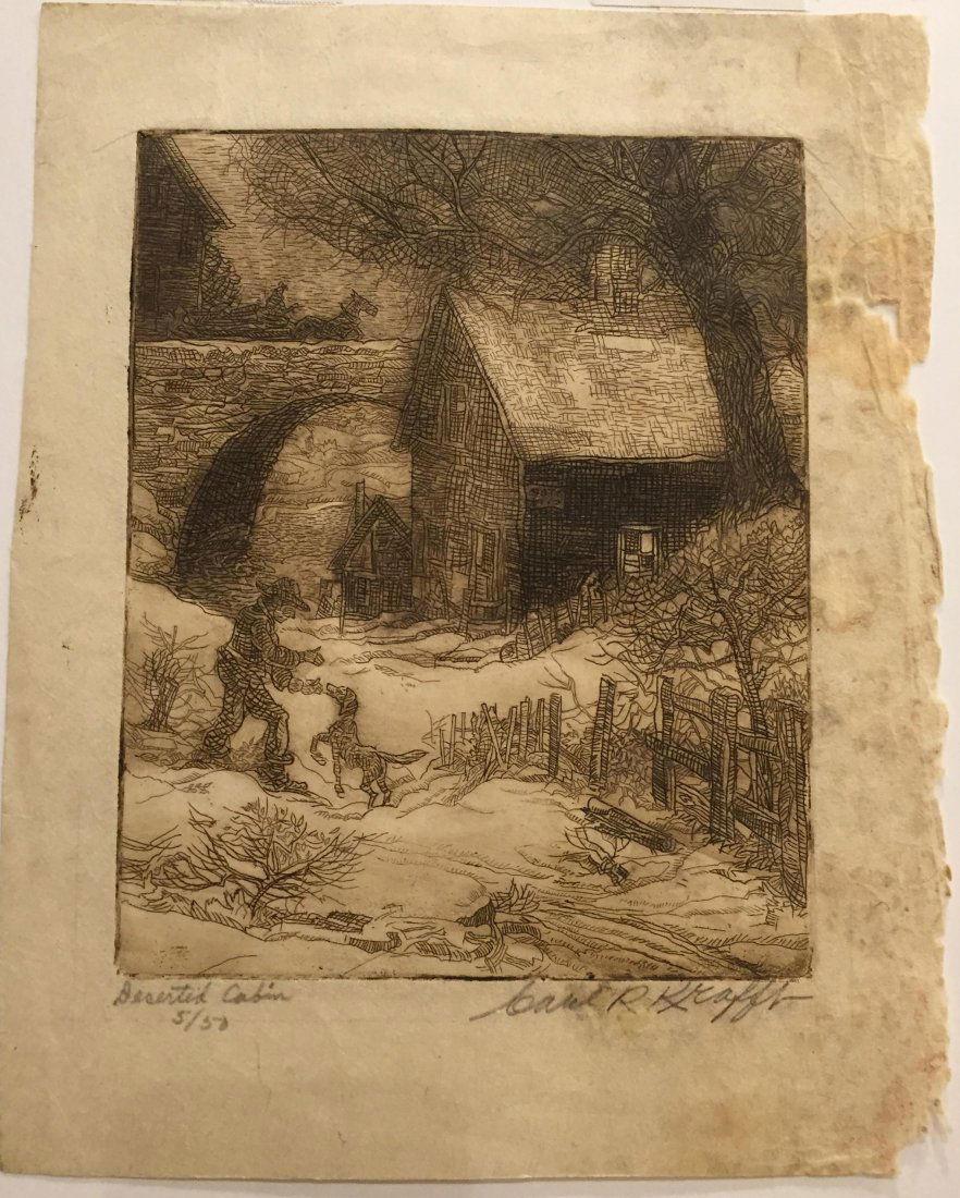 CARL KRAFFT Signed Etching of Cabin (1 of 5)