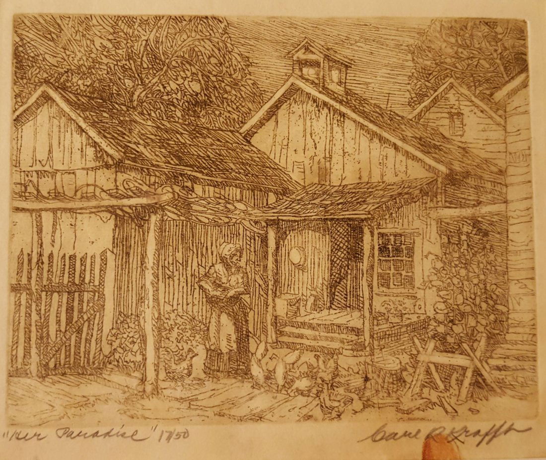 CARL KRAFFT Signed Etching Her Paradise (1 of 5)