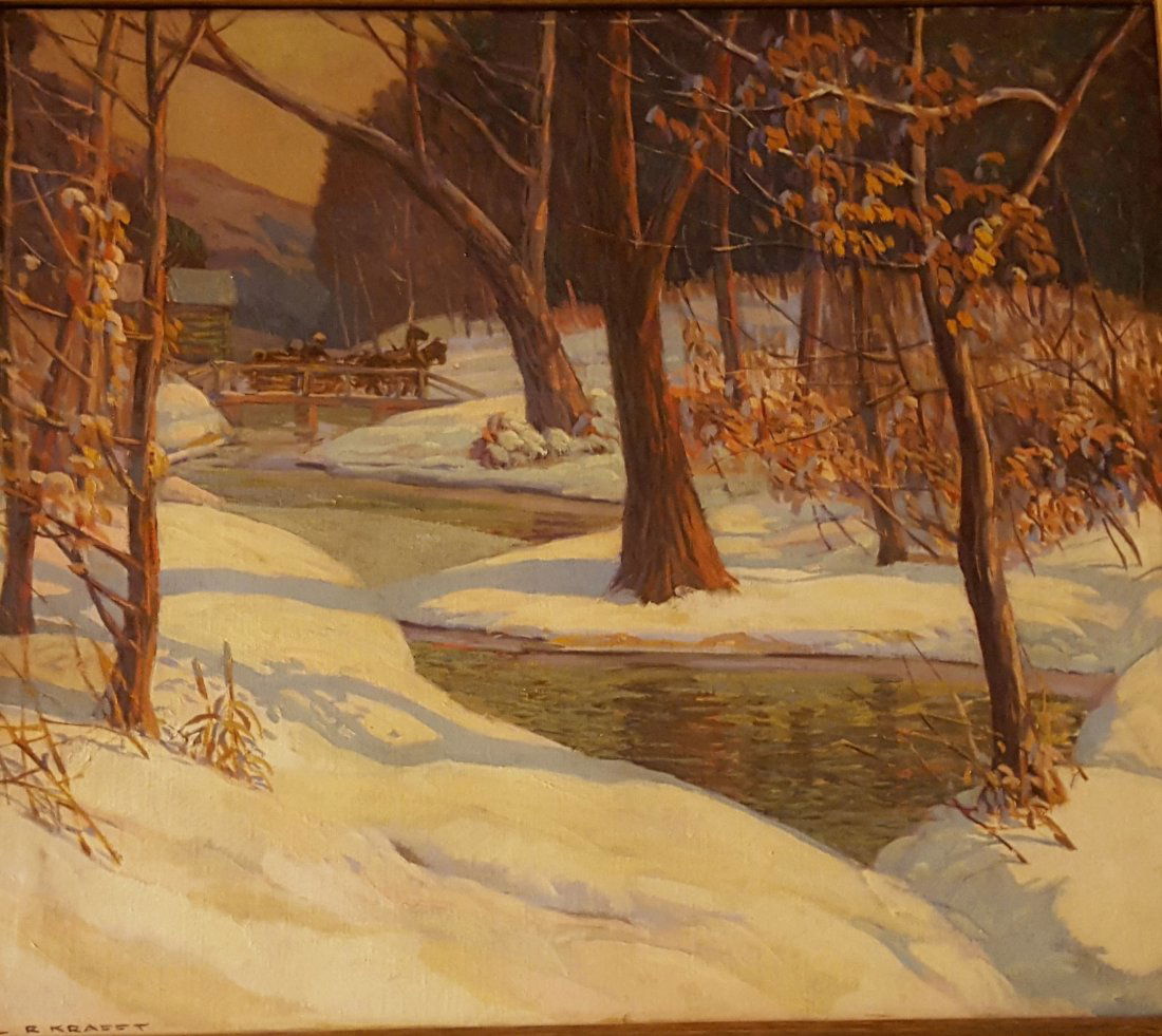 CARL KRAFFT Signed Oil on Canvas Snowy Creek (1 of 7)