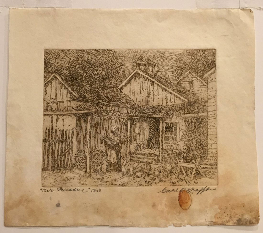 CARL KRAFFT Signed Etching Her Paradise (1 of 4)