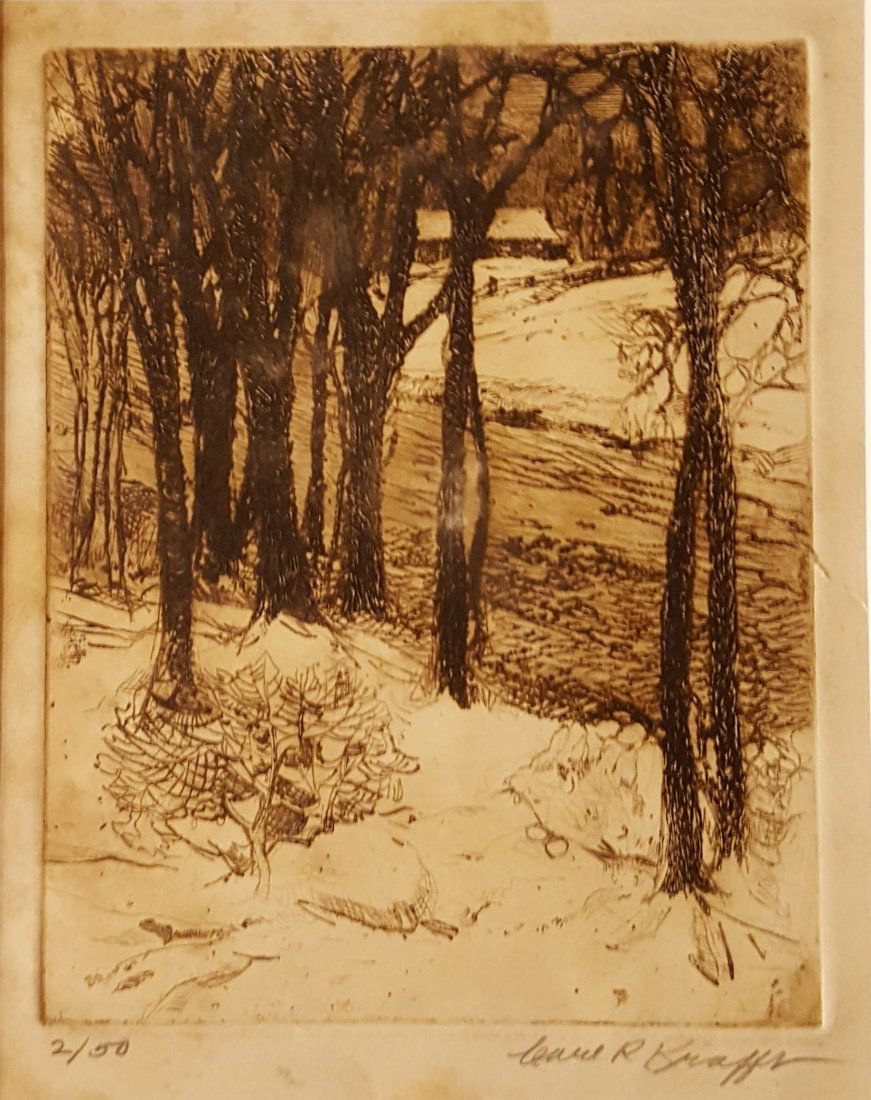 CARL KRAFFT Signed Etching Creek in Winter (1 of 6)