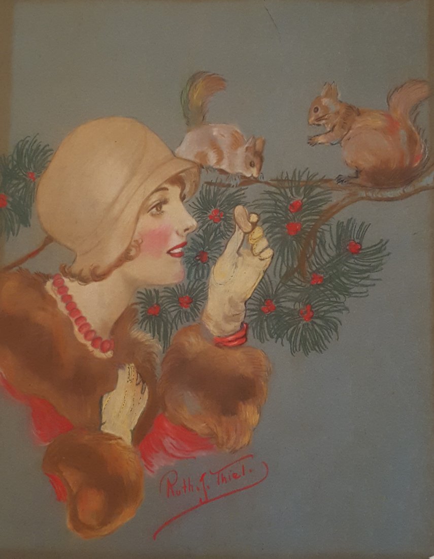 RUTH THIEL Depression Era Pastel "Holiday": RUTH J. THIEL (American 20th Century) Depression Era Pastel "Holiday" 20" x 15.5" (50.8cm x 39.3cm)