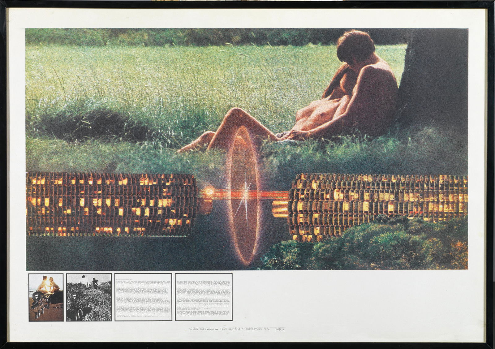 Superstudio AMORE (LA MACCHINA INNAMORATRICE): Superstudio AMORE (LA MACCHINA INNAMORATRICE) litografia su carta, esemplare 80/100, mm 1000x700 Edizione Multirevol, Milano datata 1972 «AMORE (LA MACCHINA INNAMORATRICE)» LITHOGRA