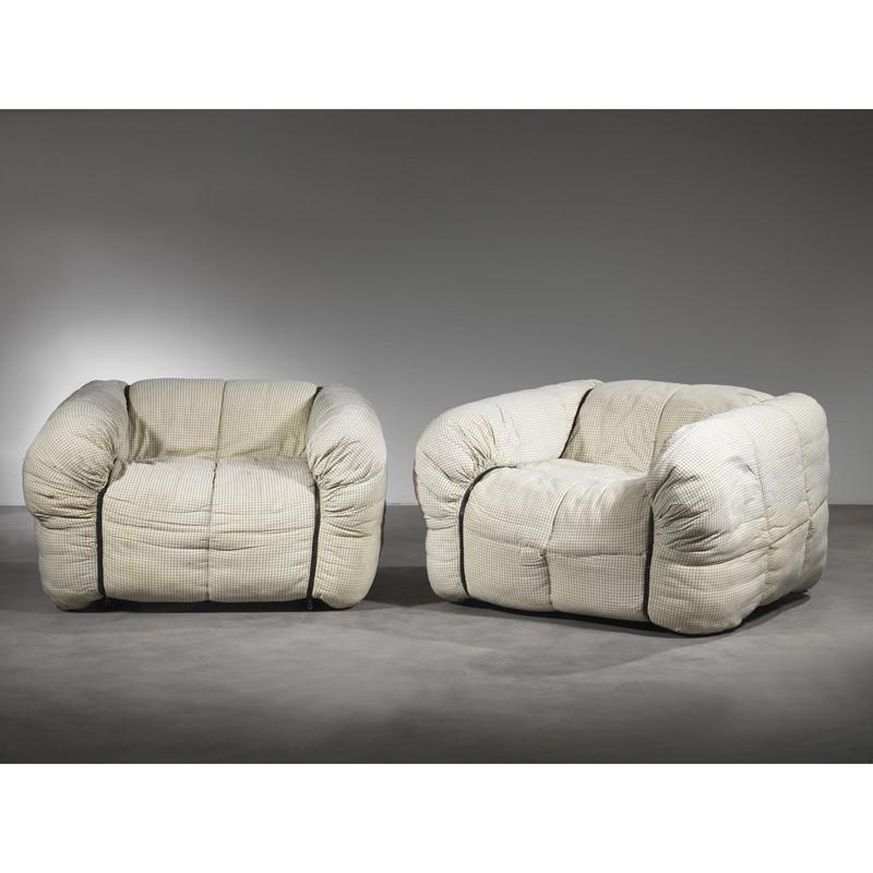 Cini Boeri (Milano, 1924 - 2020)   A PAIR OF «STRIPS» ARMCHAIRS, WOODEN STRUCTURE, (1 of 1)
