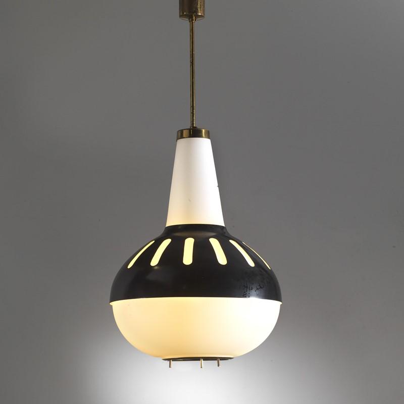 Max Ingrand  (Bressuire, 1908 - Paris, 1969)   «1954» HANGING LAMP, BRASS, GLASS (1 of 1)