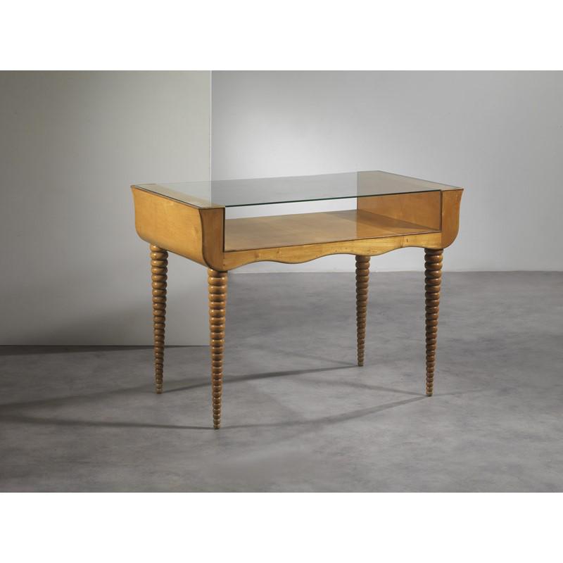 DESK, WOODEN STRUCTURE AND GLASS TOP   SCRIVANIA struttura in legno e piano in vetro Marchio (1 of 2)