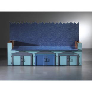 Lapo Binazzi (Firenze 1943) CONTAINER SEAT, PLASTIC LAMINATED AND WOODEN STRUCTURE: SEDUTA CONTENITOREin legno e laminato plasticoProduzione Firenze, Italia, 1978cm H104xL175xP50Autentica dell’artista