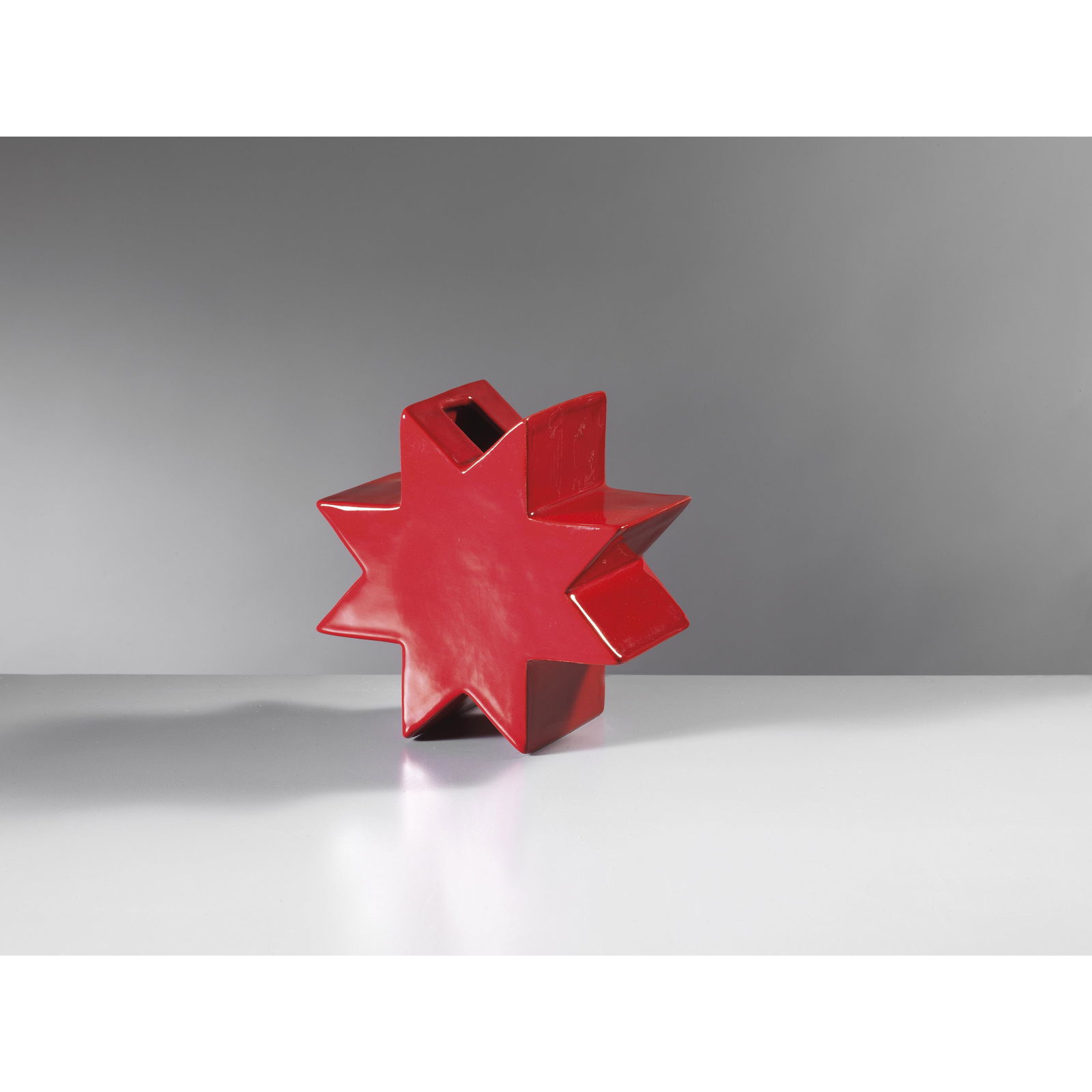 Ettore Sottsass<br>(Innsbruck, 1917 - Milano, 2007) HSING RED CERAMIC VASE<br> (1 of 2)