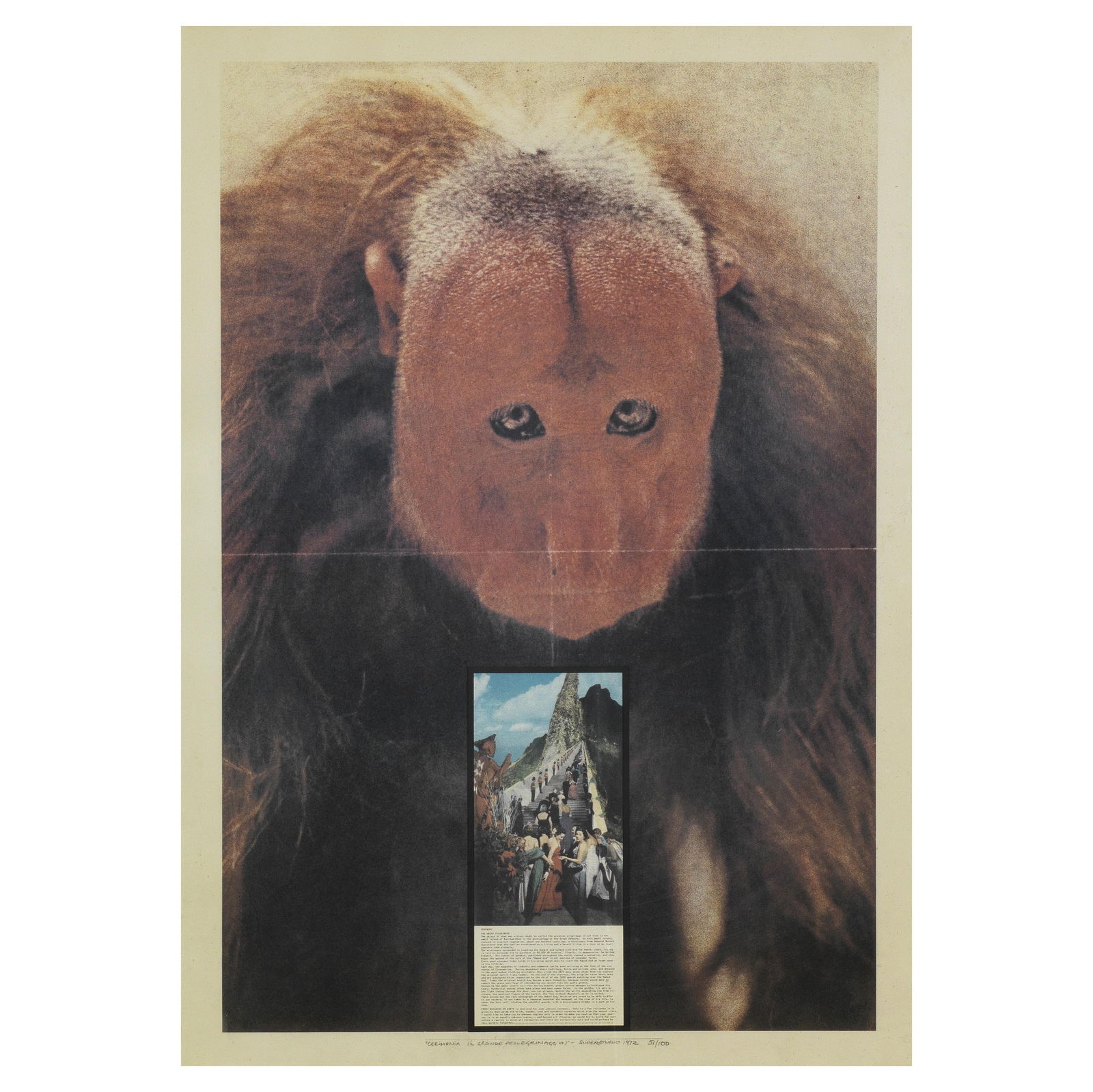 Superstudio CERIMONIA (IL GRANDE PELLEGRINAGGIO) LITHOGRAPH ON PAPER: Superstudio CERIMONIA (IL GRANDE PELLEGRINAGGIO) litografia su carta, esemplare 51/1000 Edizione Multirevol, Milano datata 1972 cm H100xL70 CERIMONIA (IL GRANDE PELLEGRINAGGIO) LITHOGRAPH ON PAPER, EX