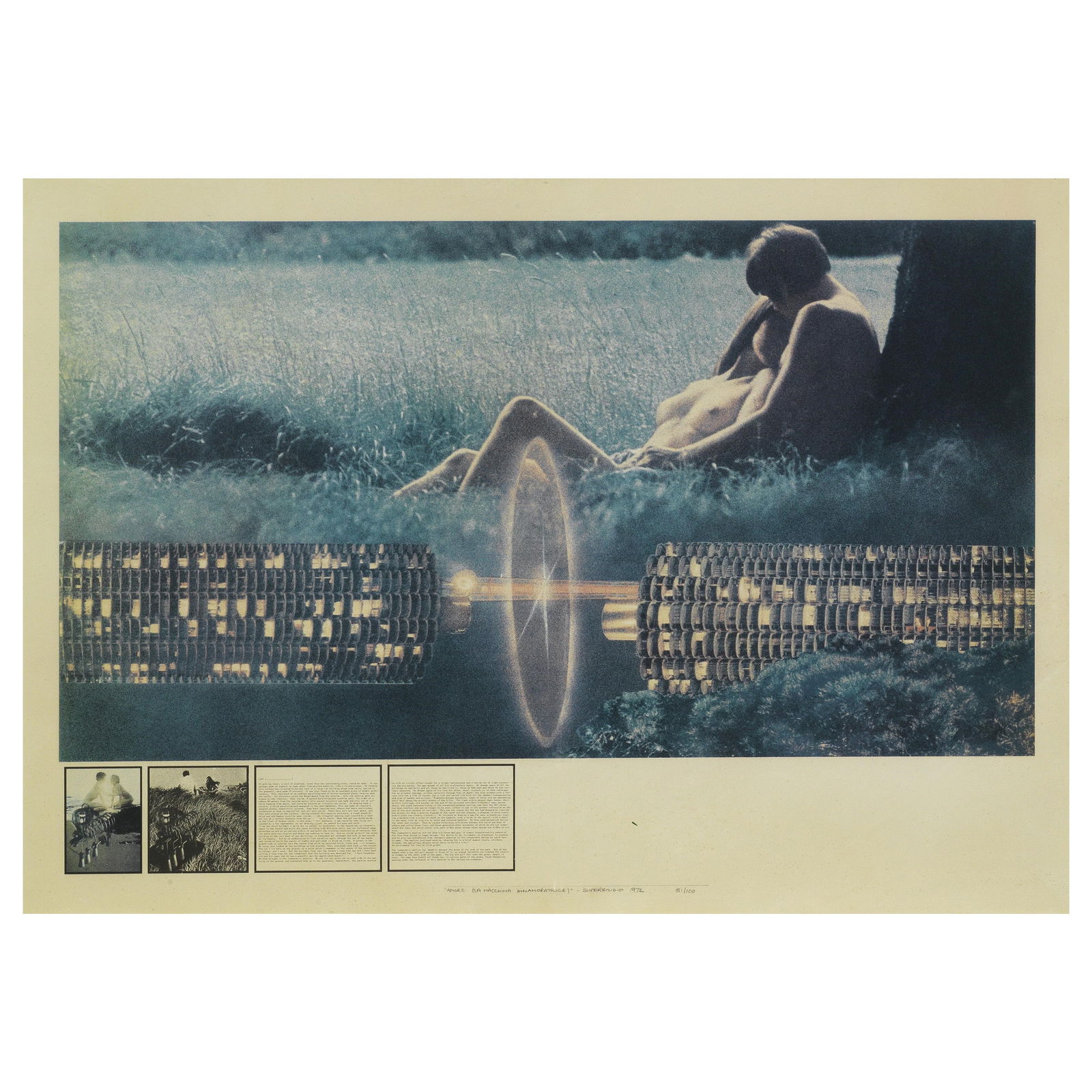 Superstudio AMORE (LA MACCHINA INNAMORATRICE) LITHOGRAPH ON PAPER: Superstudio AMORE (LA MACCHINA INNAMORATRICE) litografia su carta, esemplare 51/100 Edizione Multirevol, Milano datata 1972 cm H70xL100 AMORE (LA MACCHINA INNAMORATRICE) LITHOGRAPH ON PAPER, EXEMPLAR