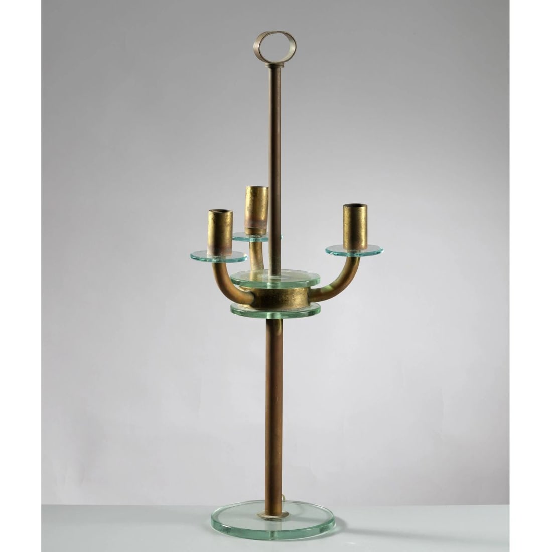 GLASS AND BRASS TABLE LAMP (1 of 1)